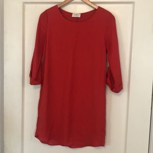 Rust 3/4 Sleeve Shift Dress
